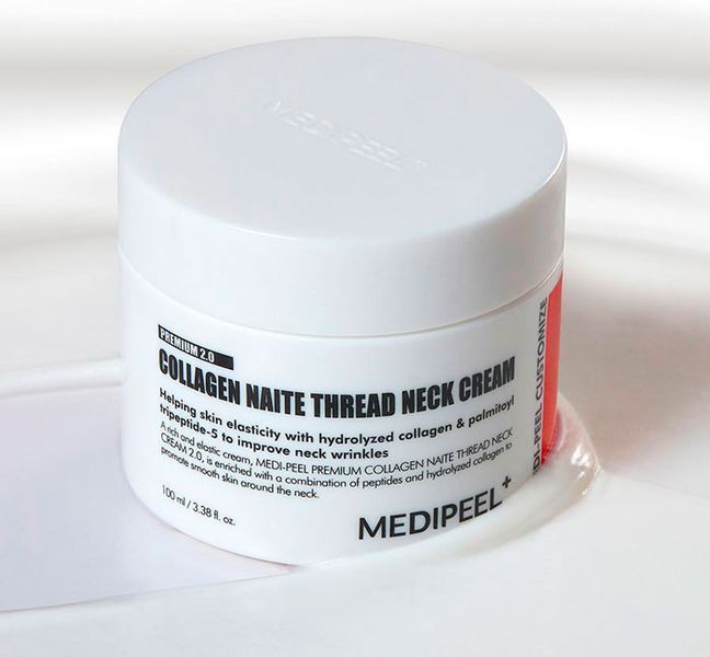 Підтягуючий крем для шиї антивіковий з пептидами та колагеном MEDIPEEL Premium 3.0 Collagen Naite Thread Neck Cream 8006 фото